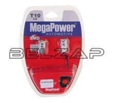 Лампа светодиодная 12V W5W T10 W2.1x9.5d 6000K 5 LED с тестером блистер (2шт.) MEGAPOWER